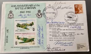 WW2 40th ann Battle of Britain JS/50/40/6 FDC signed by 9 aces 20 Sept 80. Autographed by JJ