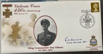 WW2 Dambusters Les Munro signed 150th ann of Victoria Cross 29 Jan 1856 and Wg Cdr Guy Gibson WW2