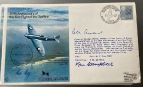WW2 Battle of Britain Sqn Ldr Ken Campbell, sqn ldr Paul Day and Peter Ayerst signed RAF(F)1 50th
