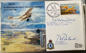 RAF ACM Sir Peter Le Cheminant and Wg Cdr P.N. Presland signed RAF B2 Avro 504 - no1 Royal Naval Air