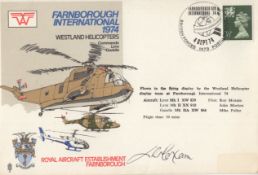 Westland Helicopters chief test pilot Roy Moxam signed 1974 Farnborough International Air Show