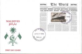 Maldives Titanic FDC. 27/9/1998 FDI postmark.