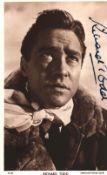 Richard Todd signed 6x4inch black and white postcard photo.
