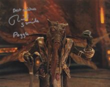 Star Wars The Phantom Menace colour 8x10 photo signed by actor Richard Stride as Poggle