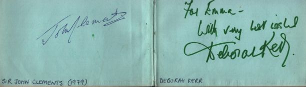 Autograph book. Amongst signatures are Dorothy Tutin, Deborah Kerr, Pamela Stephenson, Susan