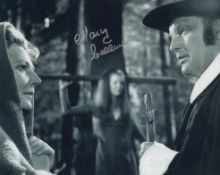 Twins of Evil hammer horror movie B&W 8x10 photo signed by 1st ever Playboy twin, the late Mary