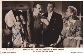 Nigel Patrick and Anna Neagle signed 6x4inch black and white postcard photo.