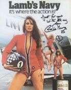 Lamb's Navy Rum advertisement 8x10 photo signed by actress and model Caroline Munro