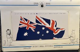 Bicentennial souvenir England v Australia. Numbered 555 of 700. Contains photos and FDC'S on info