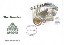 Gambia Titanic FDC. 15/10/1998 Banjul postmark.