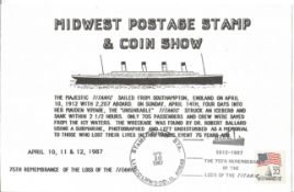 Midwest postage stamp and coin show sheet. 10/4/87 Lincolnwood postmark.