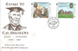 Europa 80 T E Brown FDC. 6/5/1980 Douglas postmark.