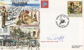 Airborne Forces in Palestine cover signed by Parachute Regiment veteran Major Tom Duffy