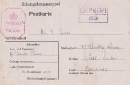 WW2 official Stalag Luft III 1943 POW mail written & signed by F/O Don Towers. 6x4 inch Offical