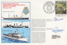 Royal Navy HMS Engaadine conversion to an Aircraft Carrier FDC, signed by Group Captain G.E Livock