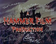 Hammer Horror movie colour 8x10 photo signed by 6 hammer horror movie stars, Pauline Peart,