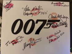 007 James Bond 14x11 inch photo Signed & kissed by EIGHT Bond movie actresses Shirley Eaton (
