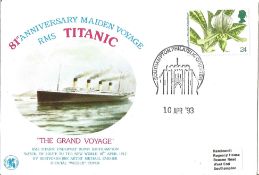 81st anniv of Titanic FDC. 10/4/1993 Southampton postmark.