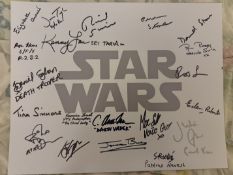 Star Wars 14x11 inch photo signed by TWENTY actors and creatives from the Star Wars universe,