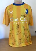 Mansfield FC home shirt. Signed by full 2024/5 squad.