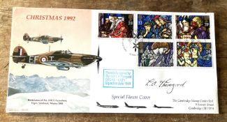 BOB pilot Sqn Ldr L A Thorogood DFC AE 87(F) Sqn signed RAF Flown Christmas 1992 Hurricanes of No
