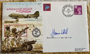 WW2 Brig James Hill DSO MC signed airborne forces 1st Parachute regiment in Tunisia RAF flown cover.