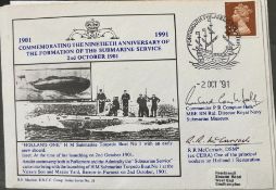 Royal Navy Cmdr PR Compton-Hall MBE and RR McCurrach DSM signed Comm the 90th Ann of the Formation