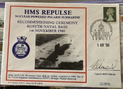 Royal Navy R Leawood Captain of HMS Repulse signed recommissioning ceremony of HMS Repulse at Rosyth