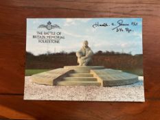 Battle of Britain Memorial Postcard signed F/Lt Harold A Evans 236 sqn 1940 WW2 BoB Postcard Capel