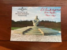 Battle of Britain Memorial Postcard signed Sgt R E Smith 234 sqn 1940 WW2 BoB Postcard Capel Le