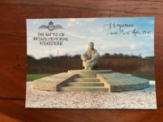 Battle of Britain Memorial Postcard signed JG Millard 242 + 615 sqn 1940 WW2 BoB Postcard Capel Le