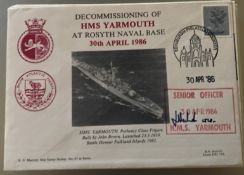 Royal Navy J Mitchell Senior Officer signed cover decomm of HMS Yarmouth at Rosyth 30 April 1986
