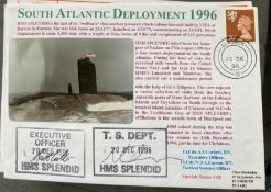 Royal Navy Lt Cdr AS Corbett and Lt Cdr NDE Carson signed HMS Splendid South Atlantic Deployment