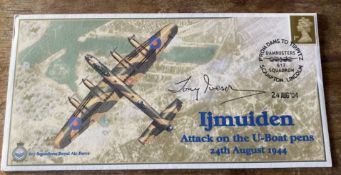 WW2 617 sqn BOB Tony Iveson signed cover. RAF 60th ann 617 sqn Ijmuiden Attack on the U-Boat Peans