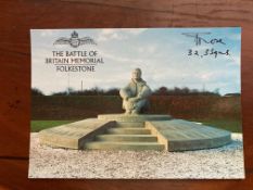 Battle of Britain Memorial Postcard signed J Rose 32 + 3 sqn 1940 WW2 BoB Postcard Capel Le Ferne.