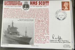 Royal Navy Capt R.A. Mark signed HMS Scott to comm the first commissioning of the Ocean Survey