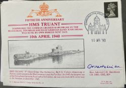 Royal Navy WW2 Rear Admiral C.H. Hutchinson signed 50th Ann of HMS Truant 10 April 1940 Navy FDC.