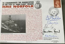 Royal Navy Cdr P.D Hudson, R/Ad C.D Madden, R/Ad N.H Malim, V/Ad Sir John Cox and R/Ad J. Band