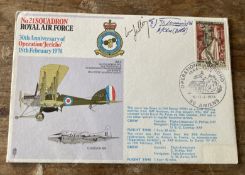 RAF 21 Bomber Sqn 30th anniv of Operation Jericho 18 Feb 1974 cover signed Lord Jelling and EJD