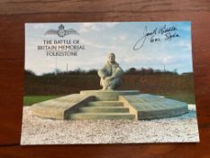 Battle of Britain Memorial Postcard signed Jack Riddle 601 sqn 1940 WW2 BoB Postcard Capel Le Ferne.