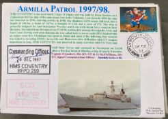 Royal Navy Capt P Lambert and Lt M J Williams signed HMS Coventry Armilla Patrol 1997/98 Naval