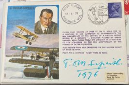 RAF Sir Thomas Sopwith 1976 signed Sir Thomas Sopwith 60th ann of the Great Sopwiths RAF FDC. Good