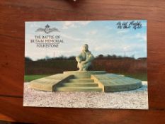 Battle of Britain Memorial Postcard signed Bill Hodds 25 sqn 1940 WW2 BoB Postcard Capel Le Ferne.