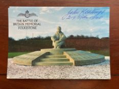 Battle of Britain Memorial Postcard signed John Keatings 219 sqn 1940 WW2 BoB Postcard Capel Le