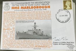 Royal Navy Capt A.J.G. Miller signed HMS Marlborough comm the rededication of the Type 23 Duke Class