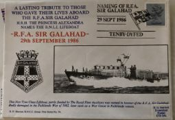 Royal Navy Unsigned Tribute to those who gave their Lives aboard the RFA Sir Galahad. HRH The