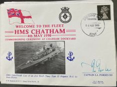 Royal Navy Capt I.A. Forbes signed Welcome HMS Chatham to the Fleet 4 May 1990 Naval FDC. Good
