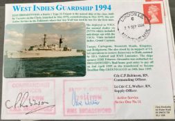 Royal Navy Cdr CP Robinson and Lt Cdr CL Walker signed HMS Broadsword West Indies Guardship 1994