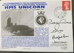 Royal Navy Cdr JH Gower, V/Ad Sir Alan Grose, Lady Gillian Grose and Capt C Wreford-Brown DSO signed