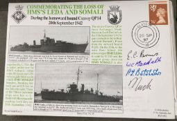 WW2 Royal Navy G.C. Parsons, W.C. Maskell, P.T. Delchamber and N. Tuck signed Loss of HMS's Leda and
